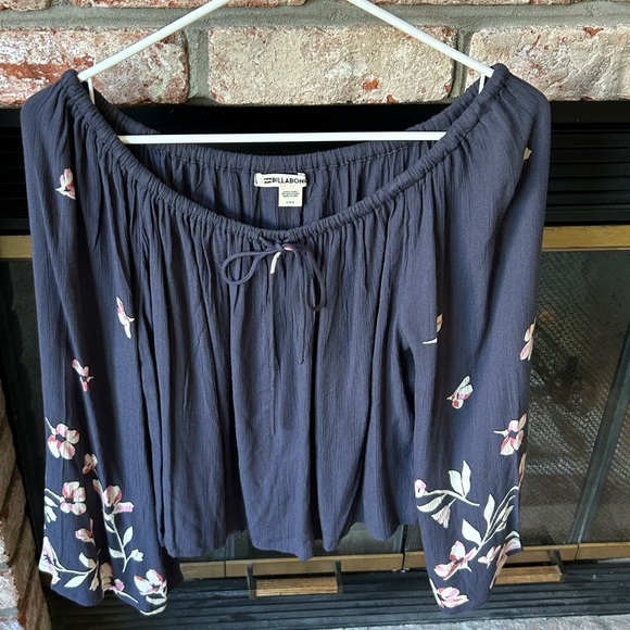 Billabong floral off the shoulder blouse Mi Amore Floral Print bohemian Size L - Picture 3 of 7